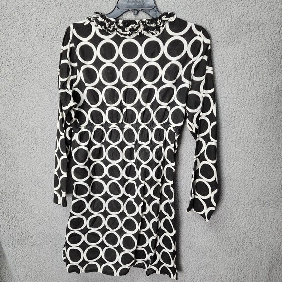 MUDPIE Women BAP LADY Small Black Linen Geometric Swimsuit Cover-Up Tunic Dress - Picture 4 of 8